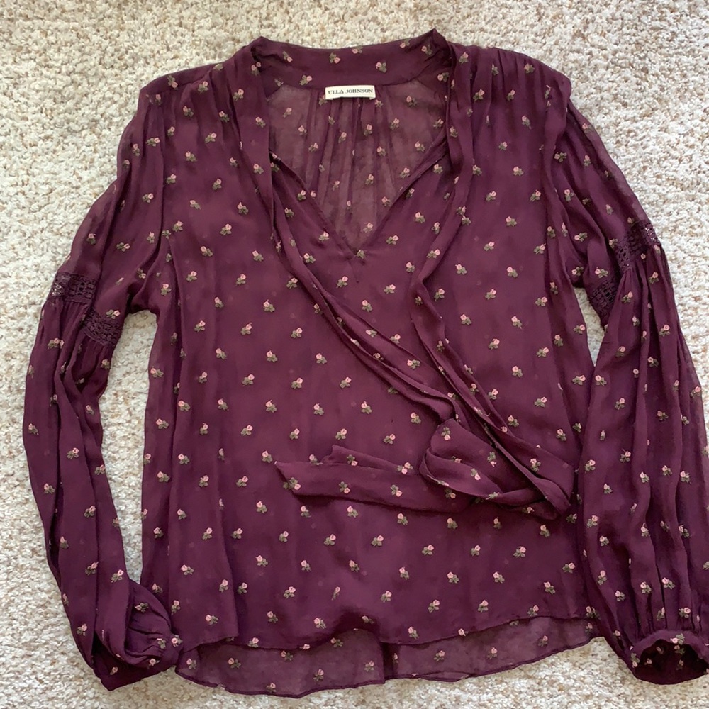 Ulla Johnson floral top burgundy